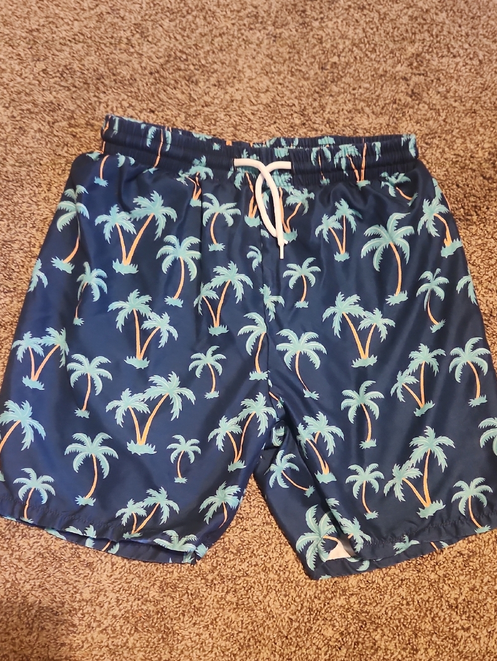 Boy's Navy Palm Tree Swim Trunks - Size 10 - LIKE NEW